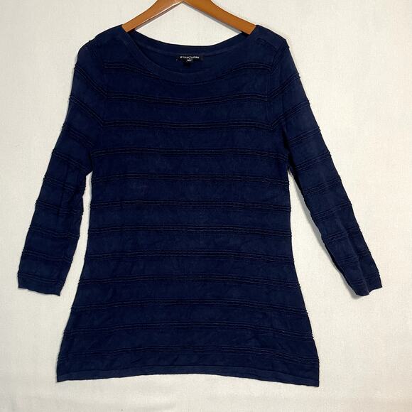 41 Hawthorn Navy Blue Ribbed Round Neck Sweater - Size M - Picture 2 of 7